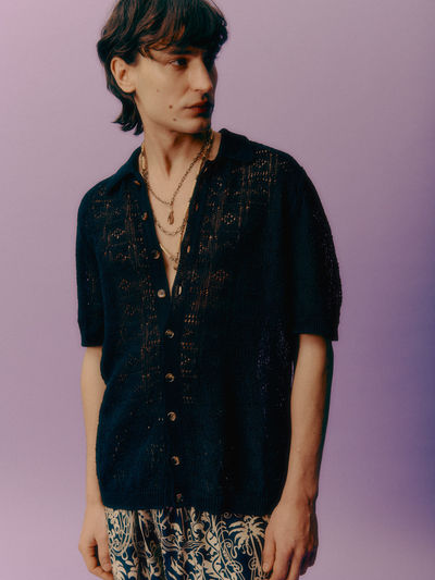 Polo in filato di lino e cotone