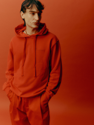 Felpa boxy con cappuccio in cotone