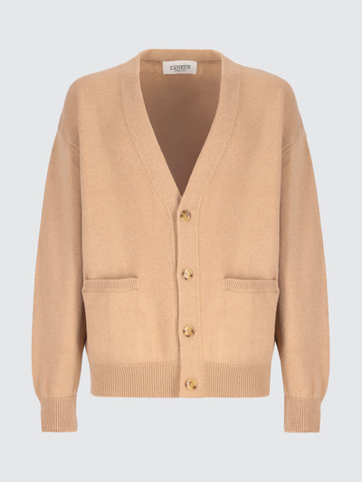 Cardigan in lana merinos e cashmere