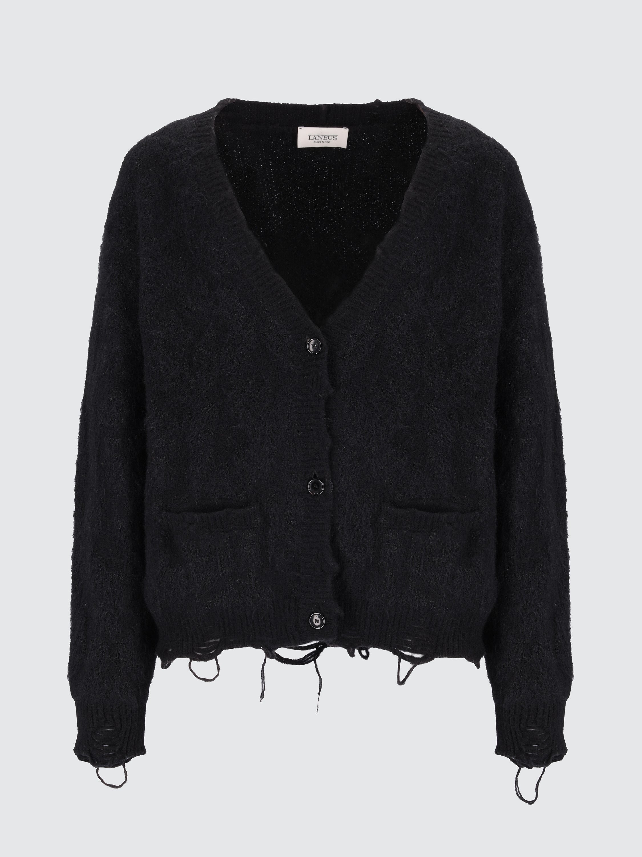 Cardigan leopard jacquard in misto lana