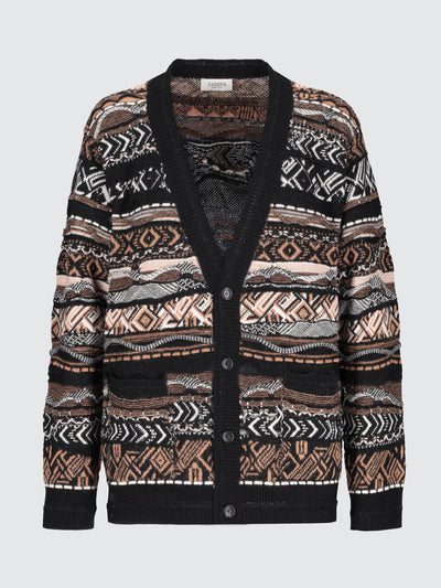 Cardigan in misto lana iconic jacquard