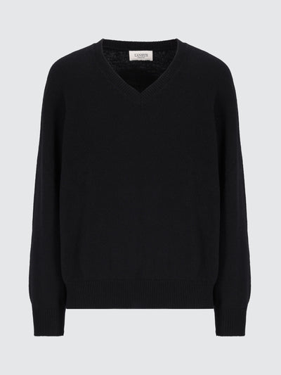 Maglia a V in lana merino e cashmere