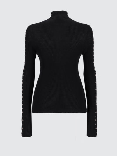 Dolcevita a costina in lana extrafine