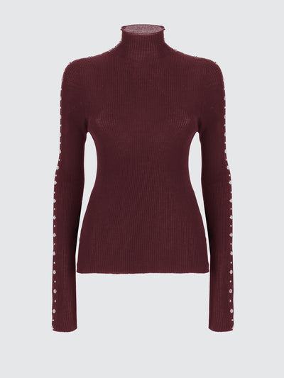 Dolcevita a costina in lana extrafine