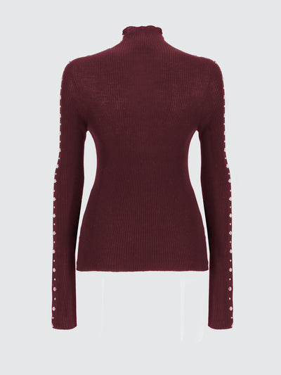 Dolcevita a costina in lana extrafine