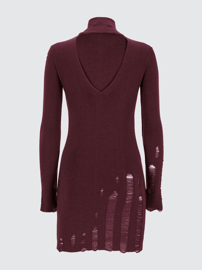 Abito dolcevita in costina destroyed