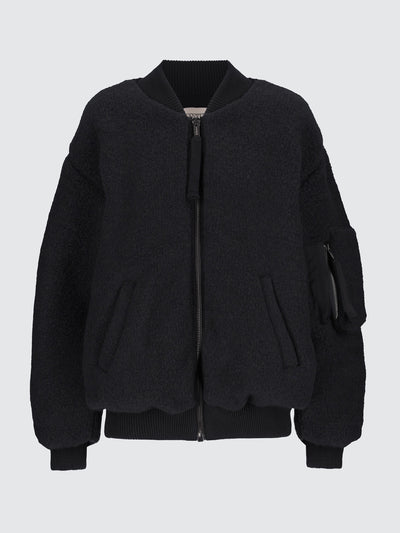 Bouclé knit bomber jacket