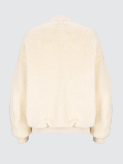 Bouclé knit bomber jacket