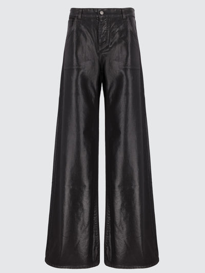 Jeans baggy spalmati effetto pelle