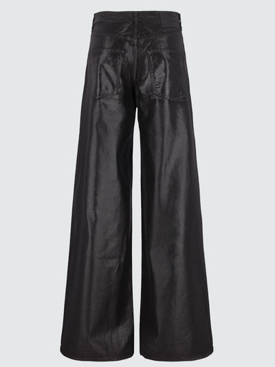 Jeans baggy spalmati effetto pelle