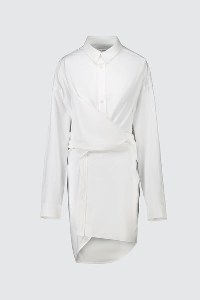 Laneus white mini dress with asymmetrical cut