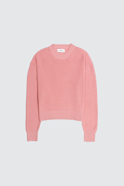 Laneus crop crewneck pink sweater destroyed effect