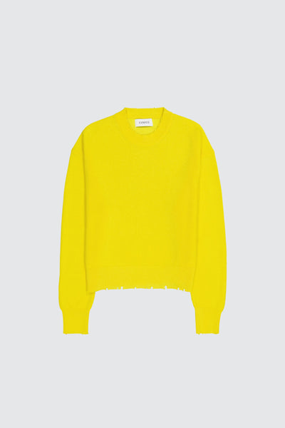 Laneus crop crewneck yellow sweater destroyed effect