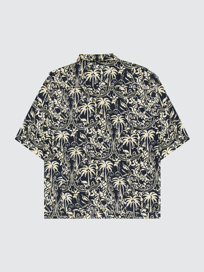 Camicia boxy bowling palm print