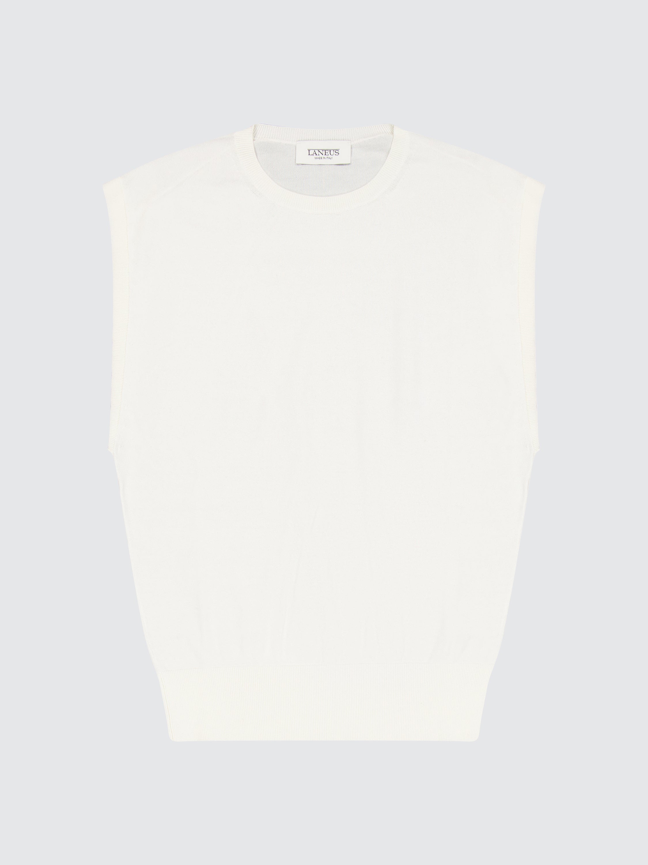 Maglia girocollo smanicata in filato di cotone