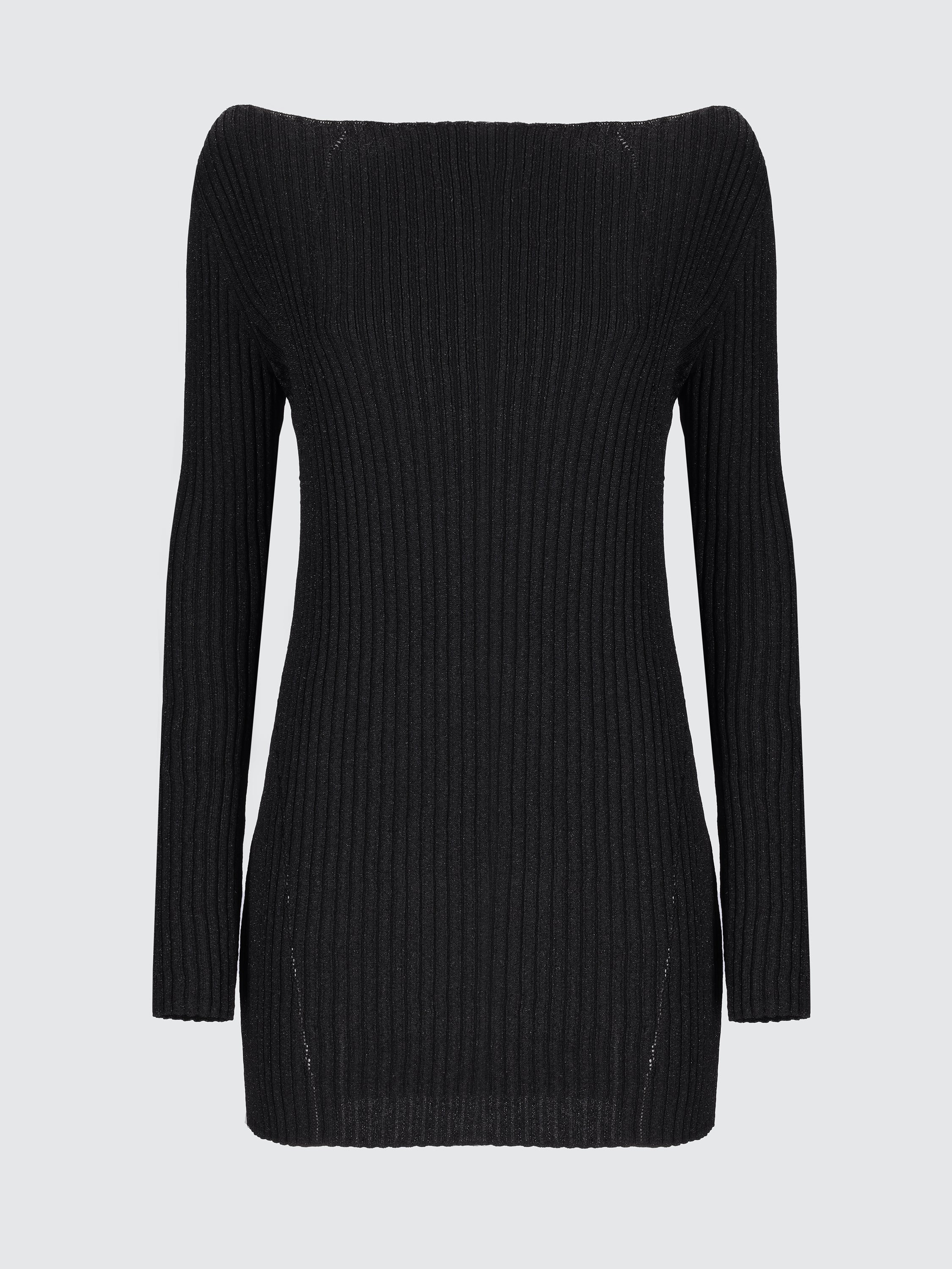 Mini abito scollo a barca in lurex