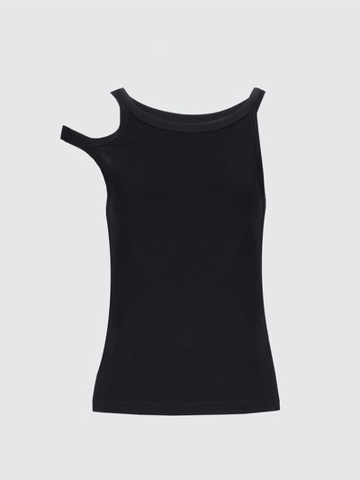 Top a costine in jersey di cotone e seta