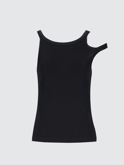 Top a costine in jersey di cotone e seta