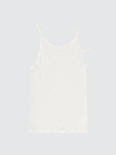 Top a costine in jersey di cotone e seta