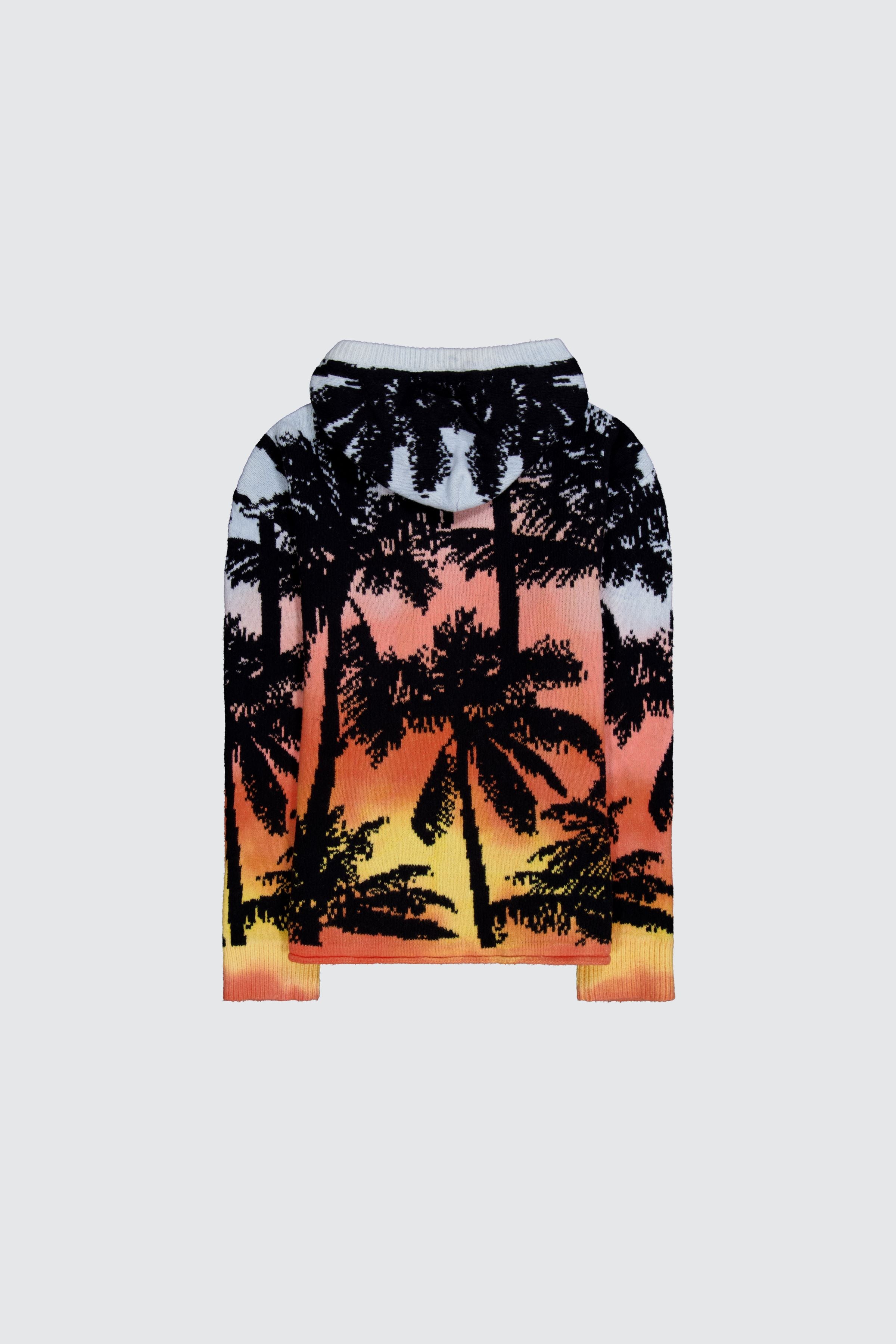 Laneus hoodie in maglia palm print multicolor