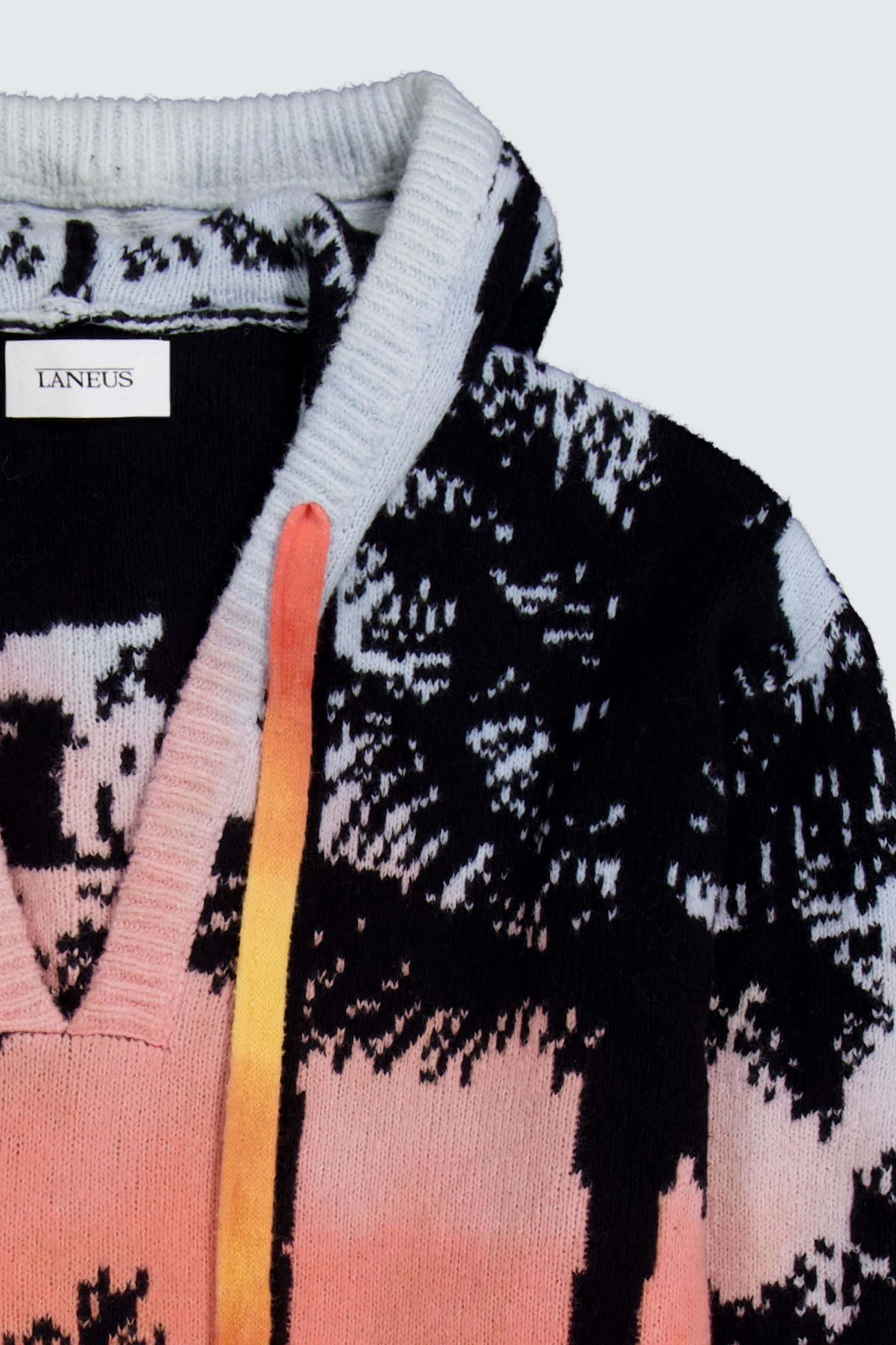 Laneus hoodie in maglia palm print multicolor