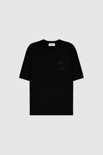 Laneus black t-shirt palm printed logo