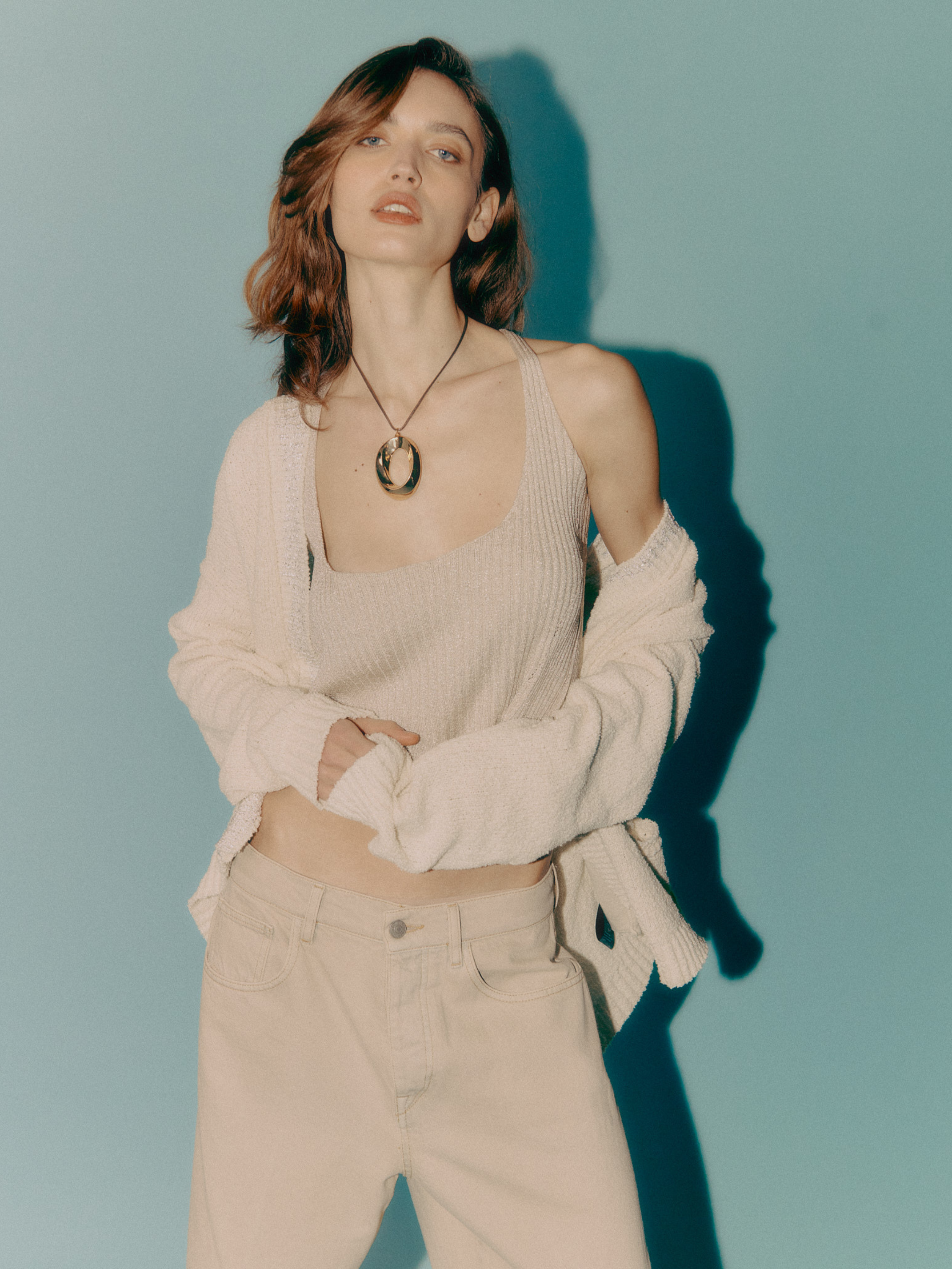 Knitted boxy jacquard cardigan