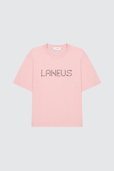Laneus pink t-shirt con studded lettering