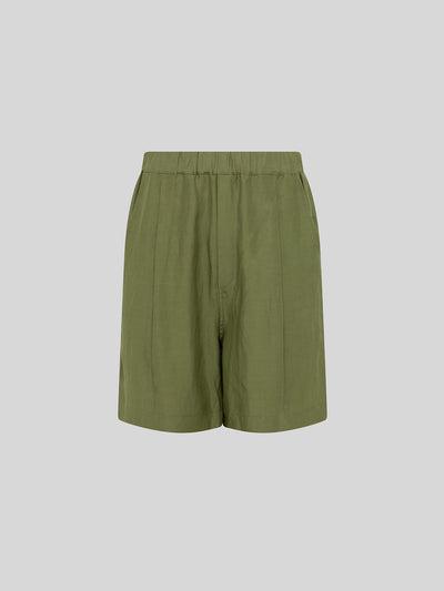 BERMUDA GAMBA LARGA IN LINO E VISCOSA