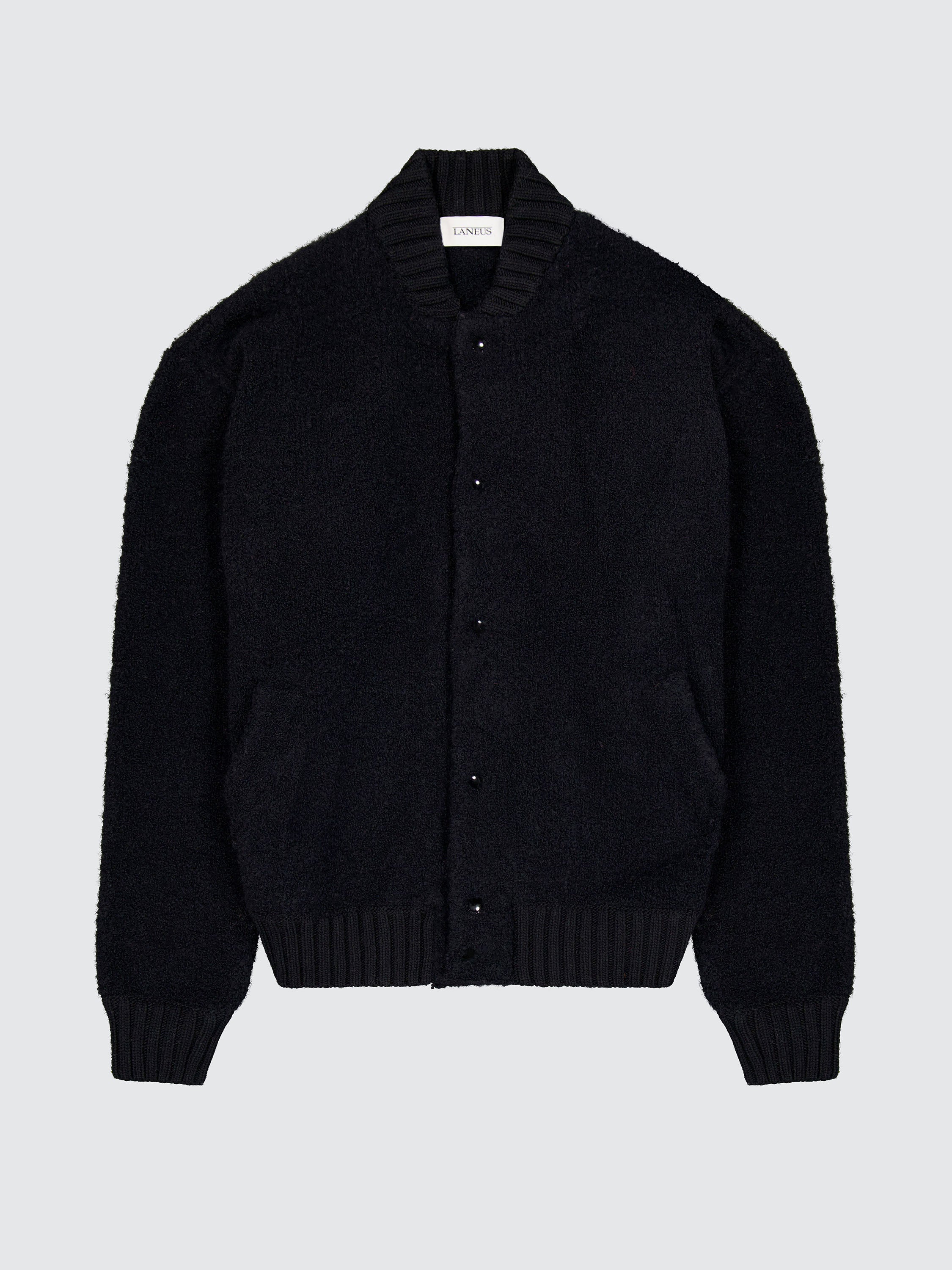 Varsity Bomber Jacket in Bouclé Merino Wool