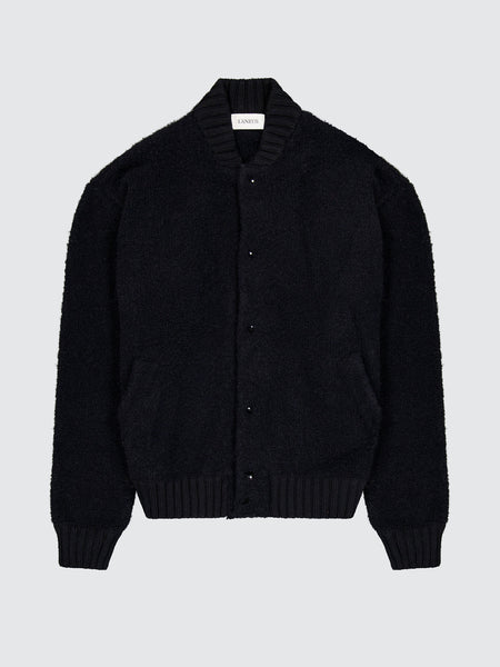 Varsity Bomber Jacket in Bouclé Merino Wool