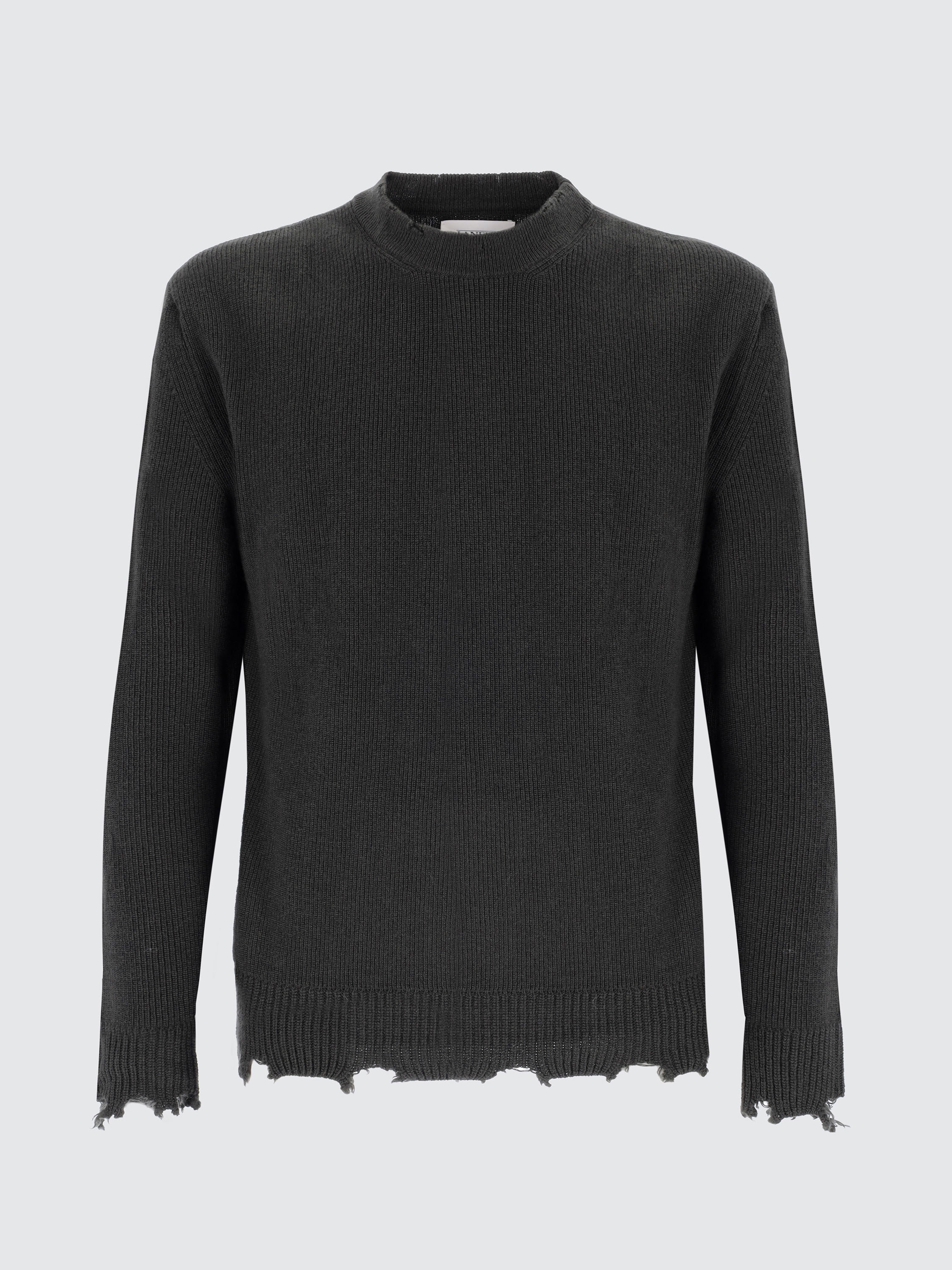 Crewneck Sweater With Wool Breakages