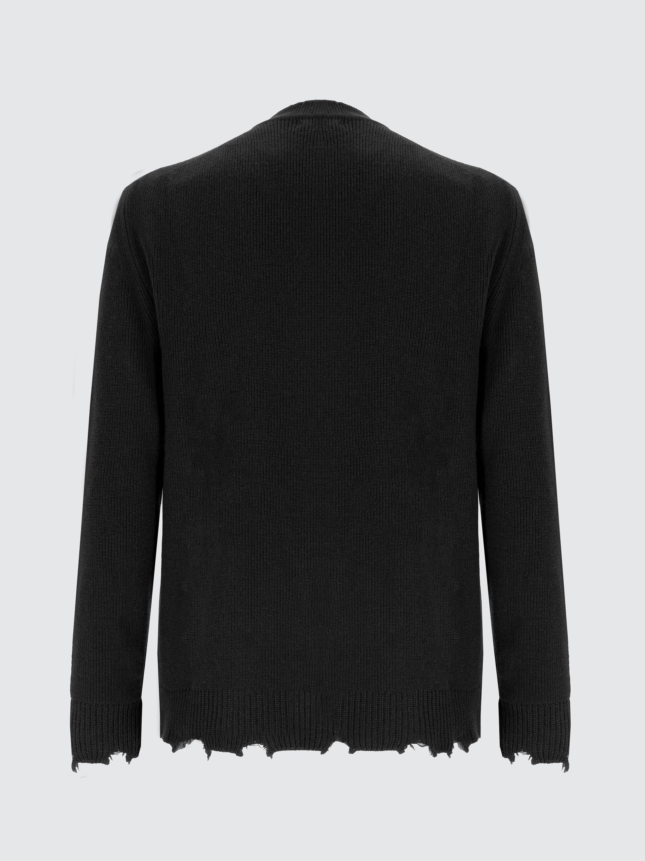 Crewneck Sweater With Wool Breakages