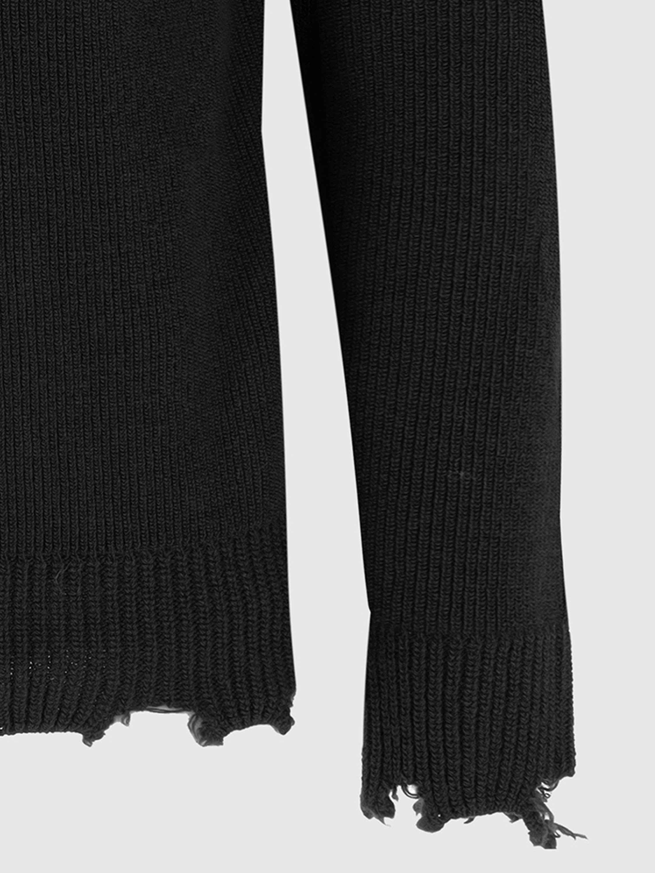 Crewneck Sweater With Wool Breakages