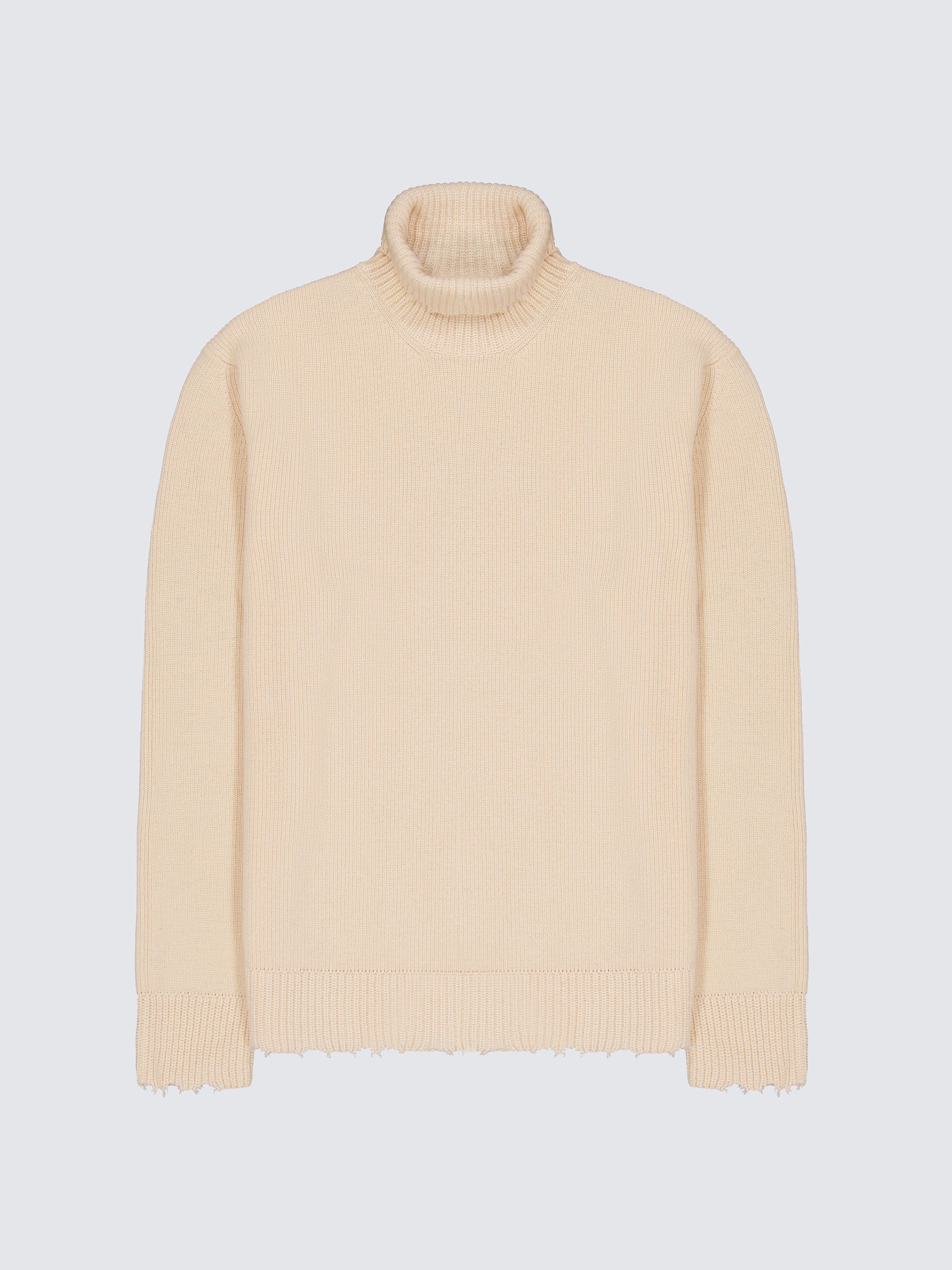 Turtleneck Sweater With Wool Breakages