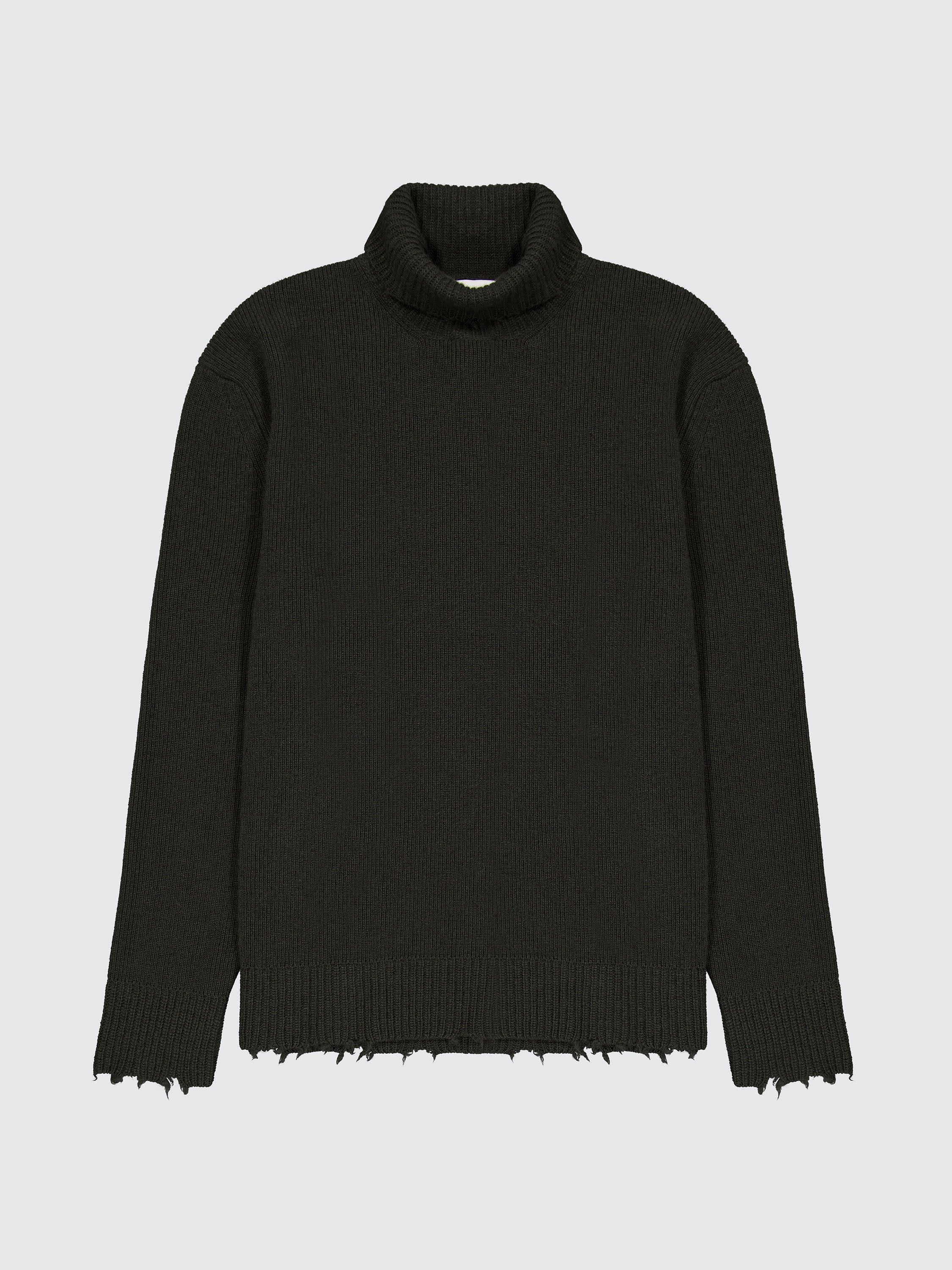 Turtleneck Sweater With Wool Breakages