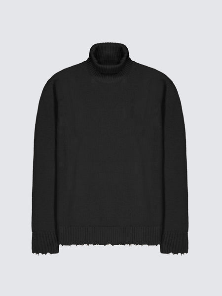 Turtleneck Sweater With Wool Breakages