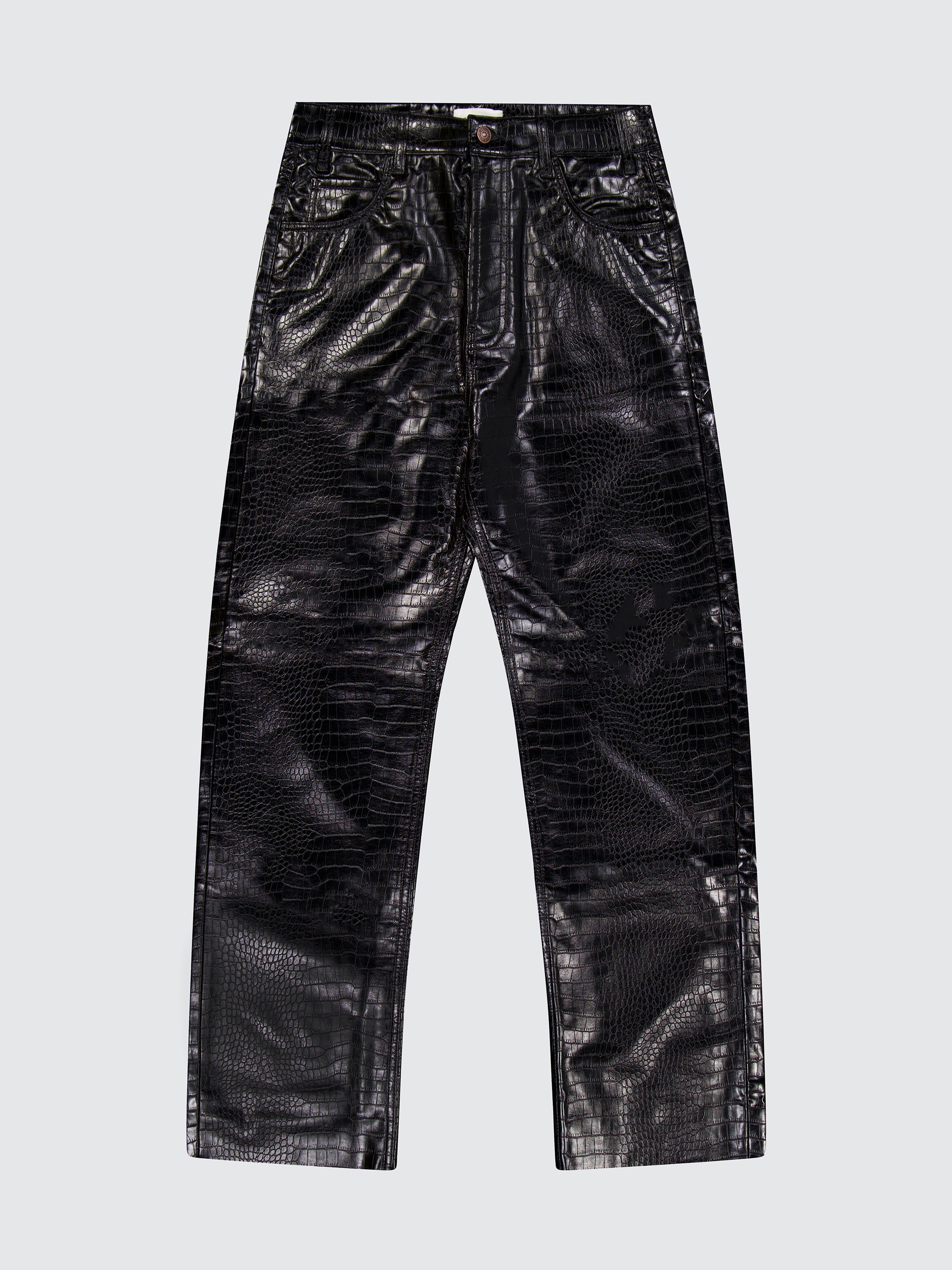 Eco Leather Croco Print Trousers