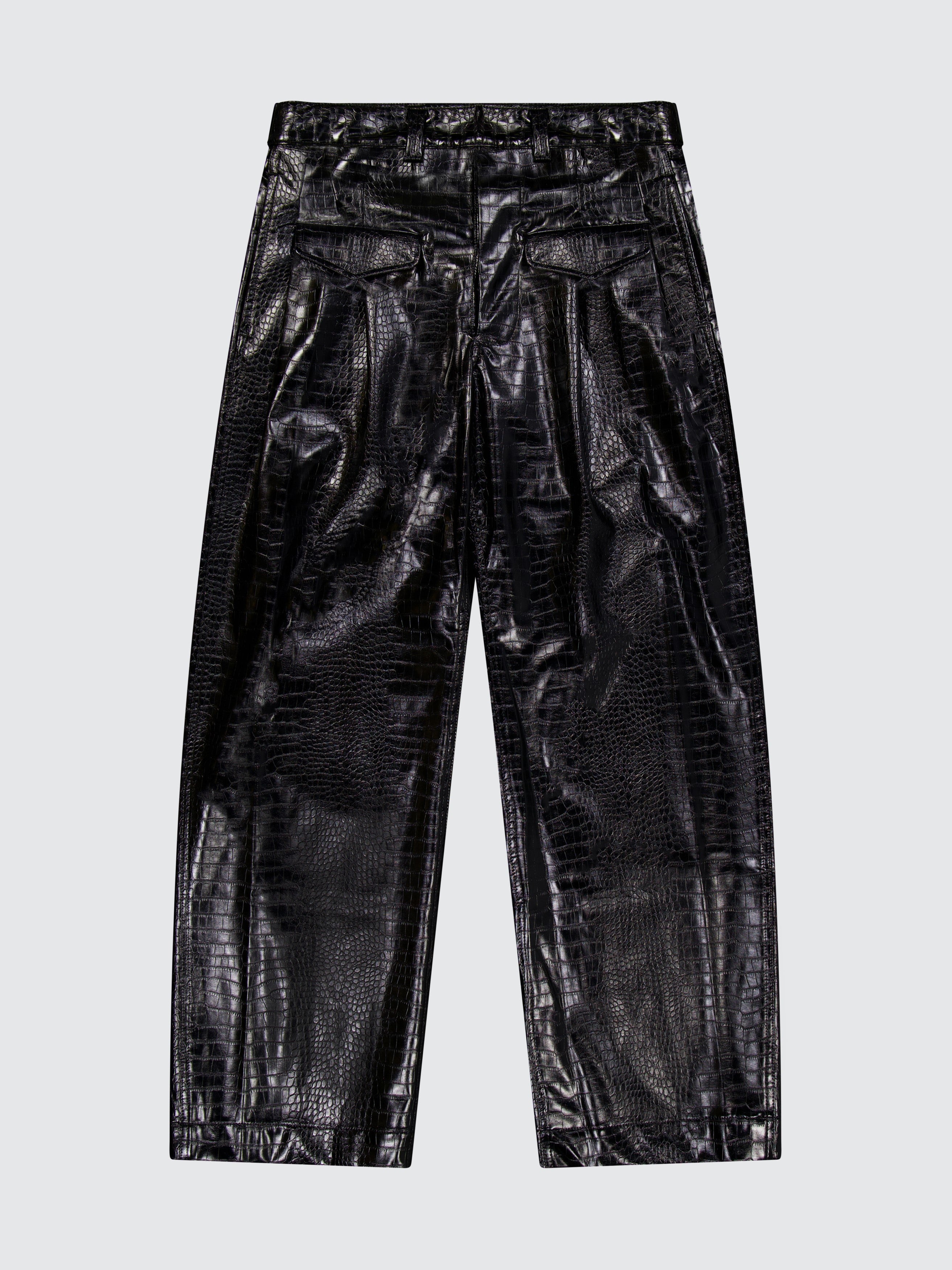 Eco Leather Double Pence Croco Print Trousers