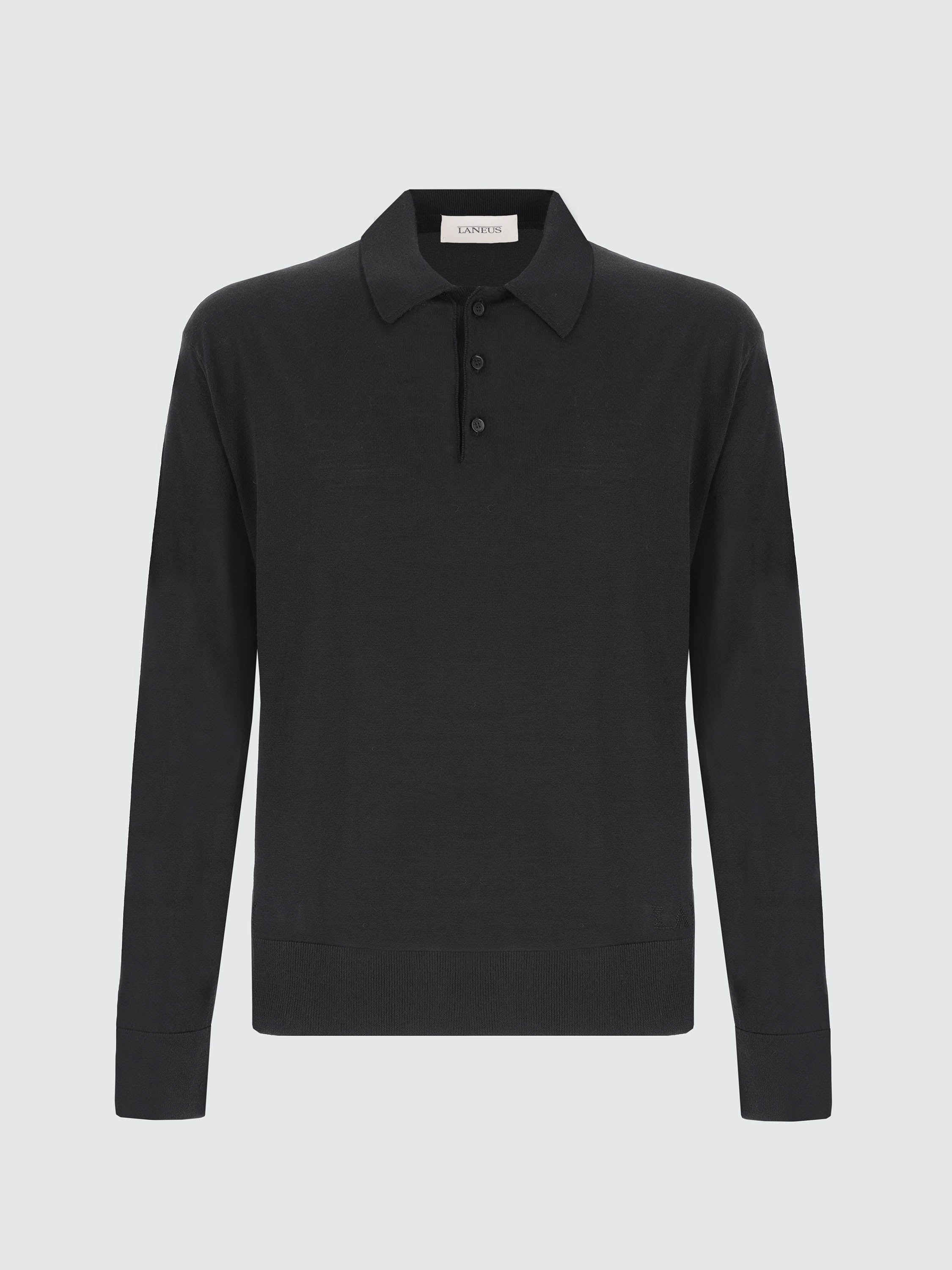 Long Sleeve Polo Shirt In Cashmere Wool Blend