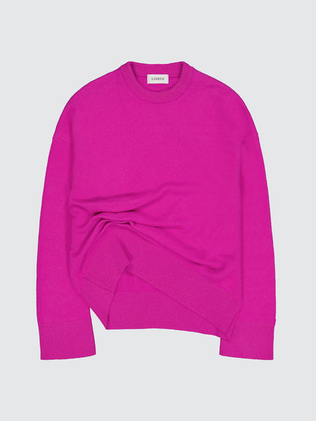 Asymmetrical Merino Wool Crewneck Sweater