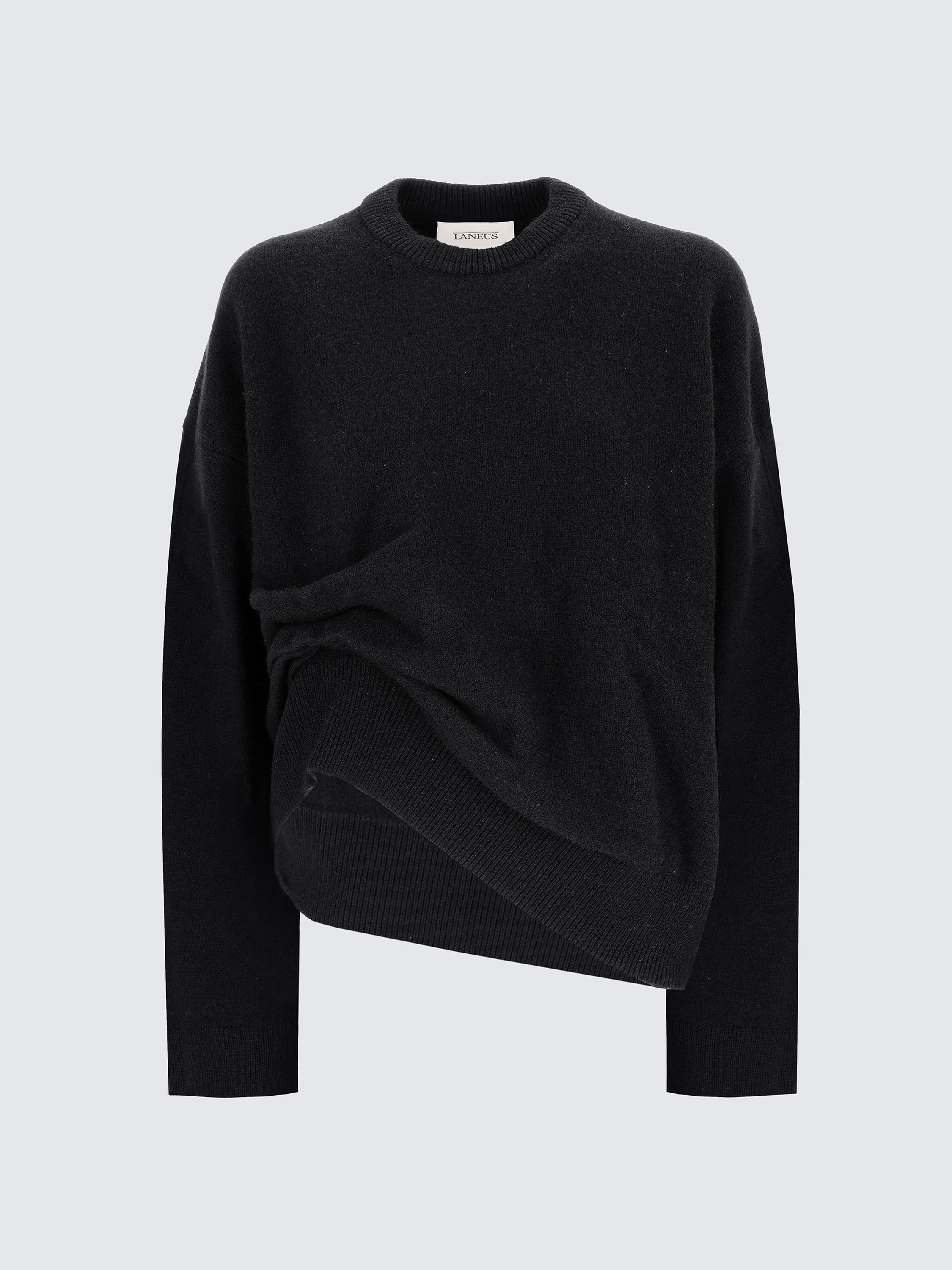 Asymmetrical Merino Wool Crewneck Sweater