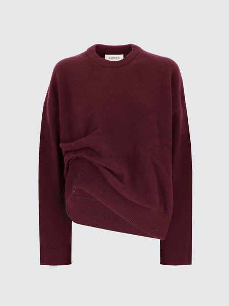 Asymmetrical Merino Wool Crewneck Sweater