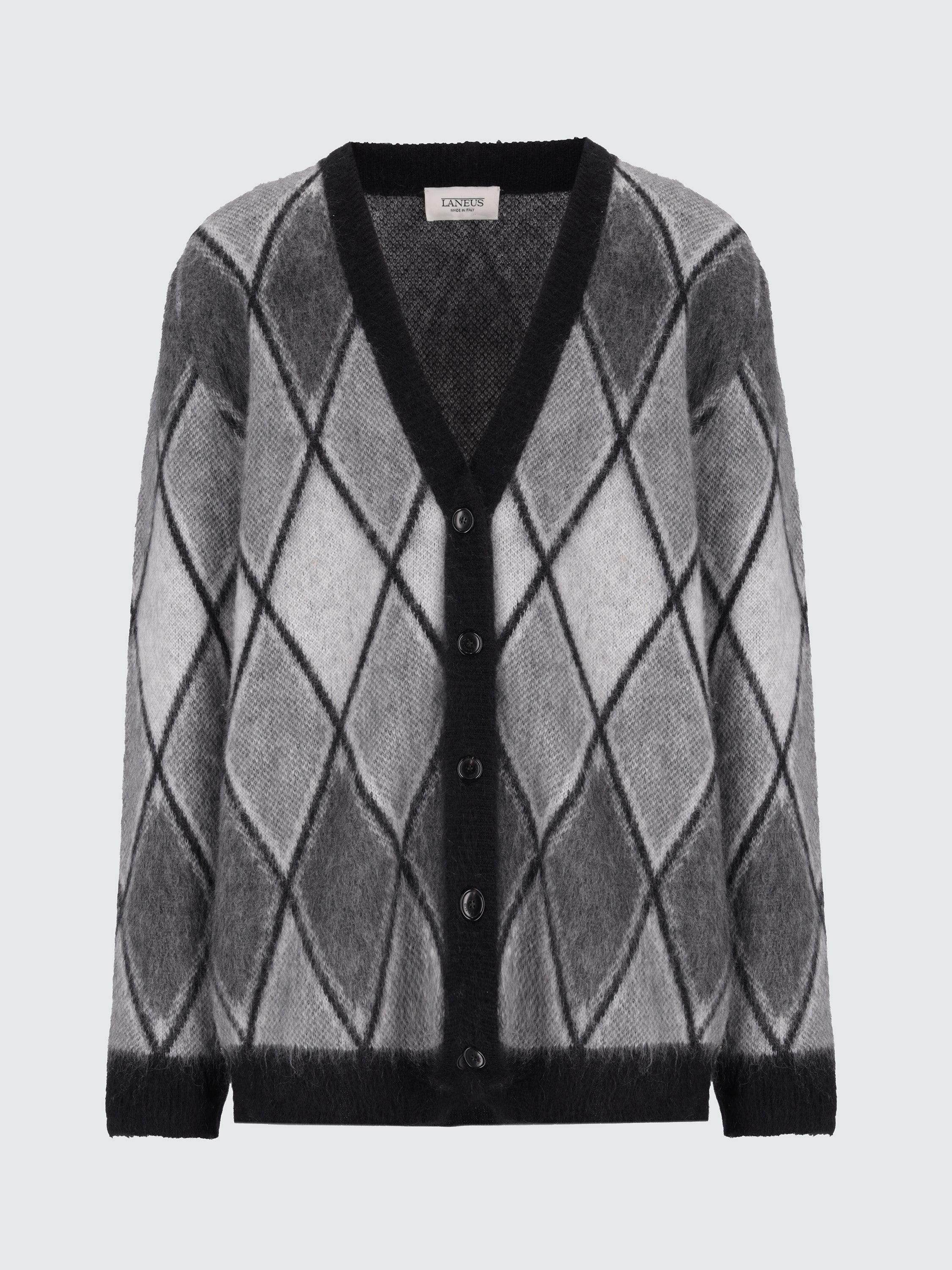 Cardigan geomatrical jacquard in misto lana