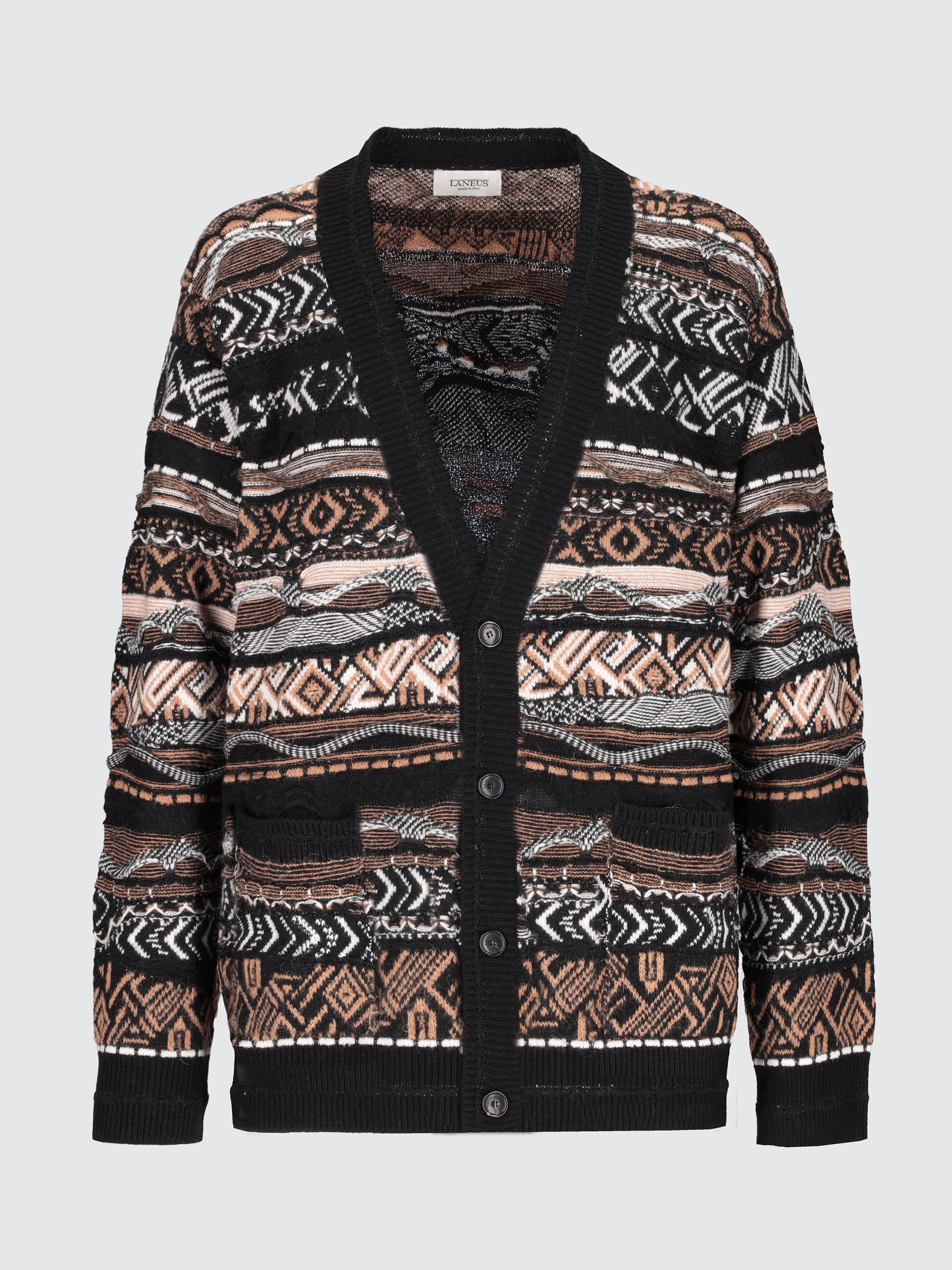 Cardigan in misto lana iconic jacquard