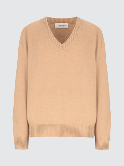 Maglia a V in lana merino e cashmere