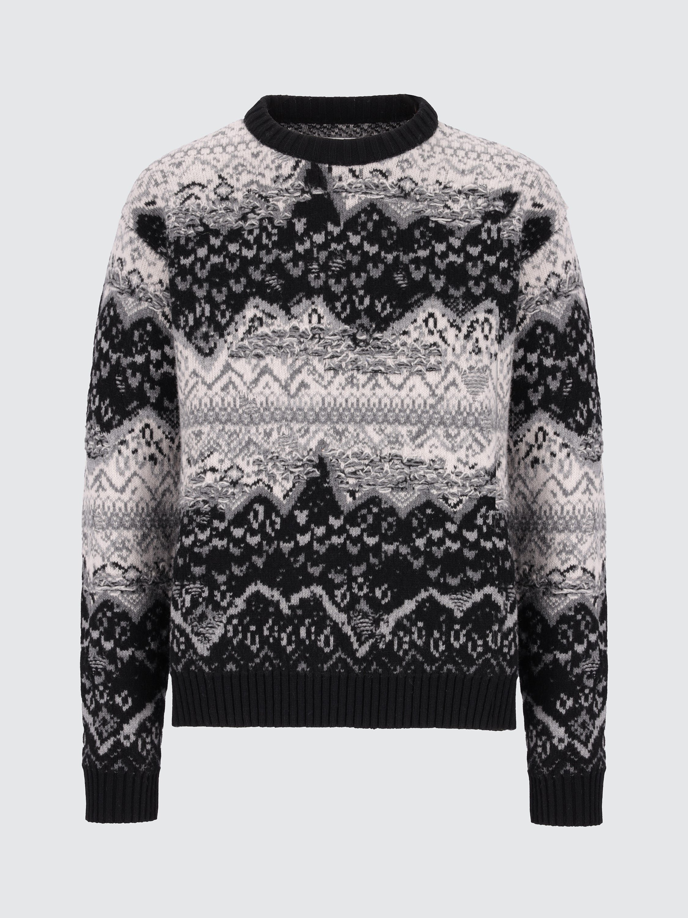 Maglia girocollo jacquard destroyed