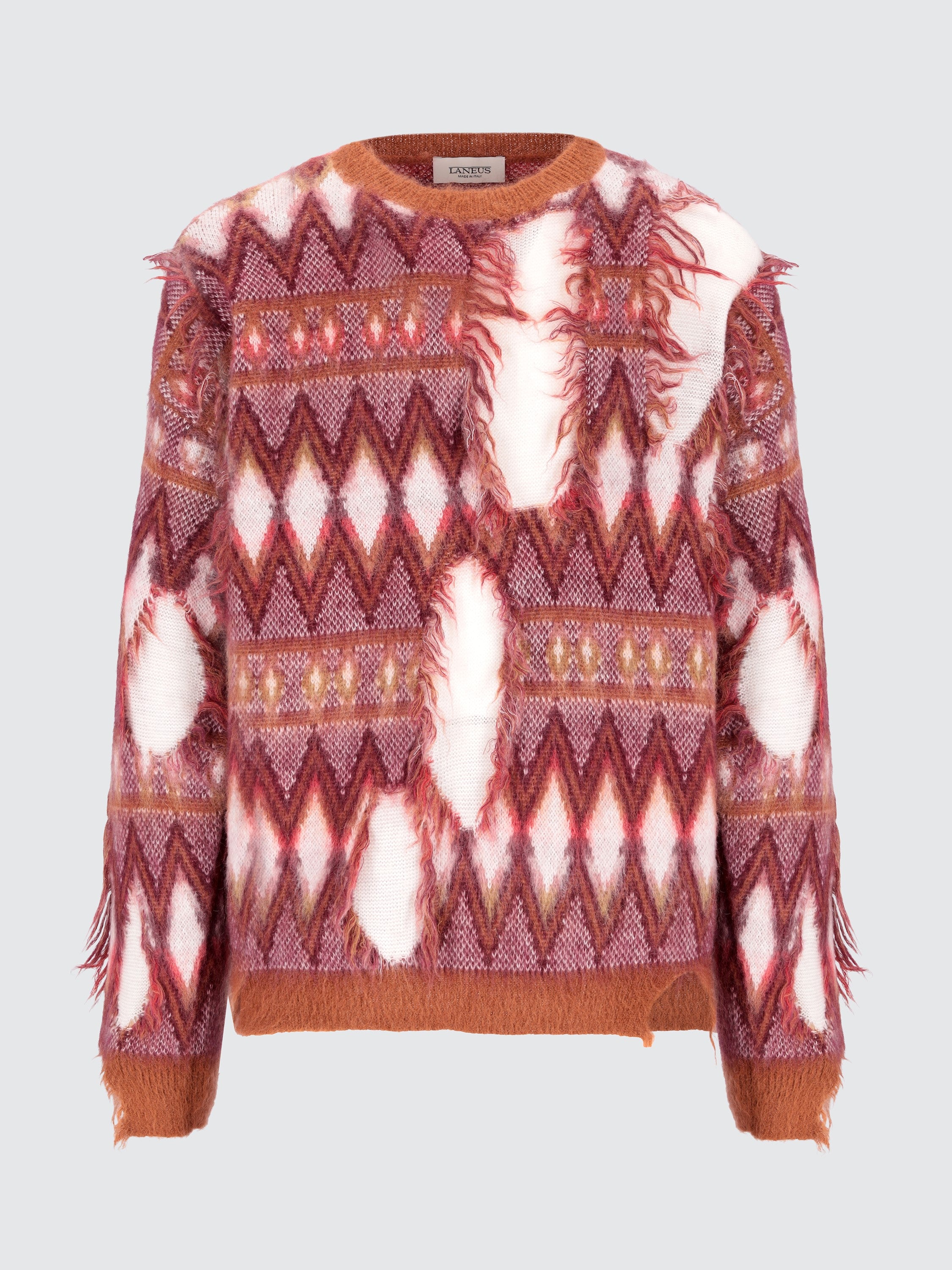Maglia girocollo jacquard destroyed