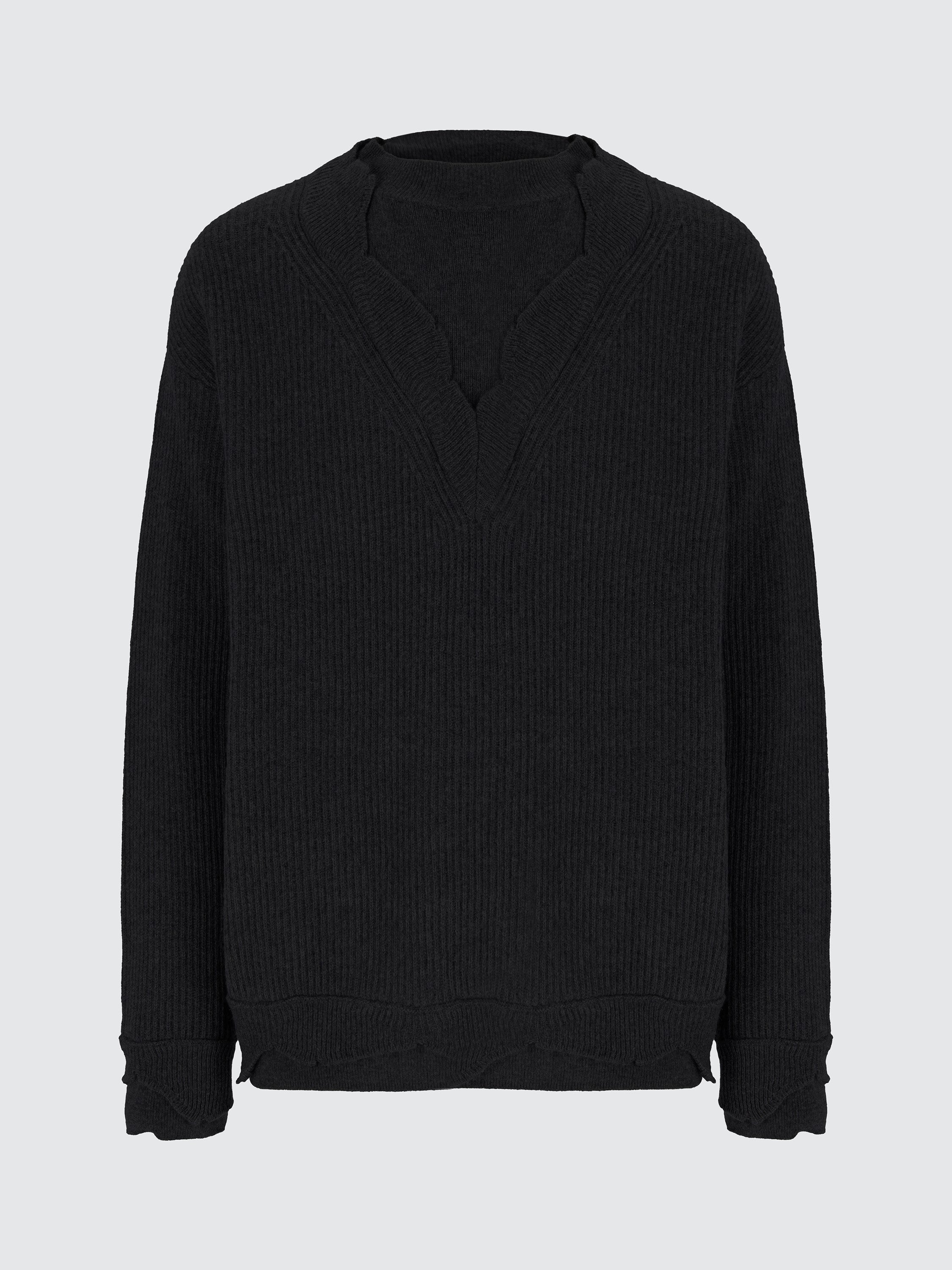 Maglia girocollo in lana double edge