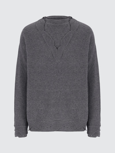 Maglia girocollo in lana double edge